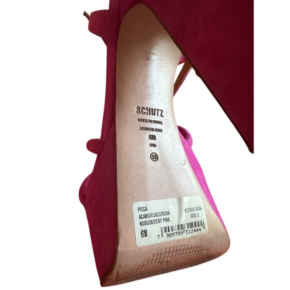 Schutz - Picca Pink Suede Chunky High Heel Platform Sandals - Picture 11 of 11